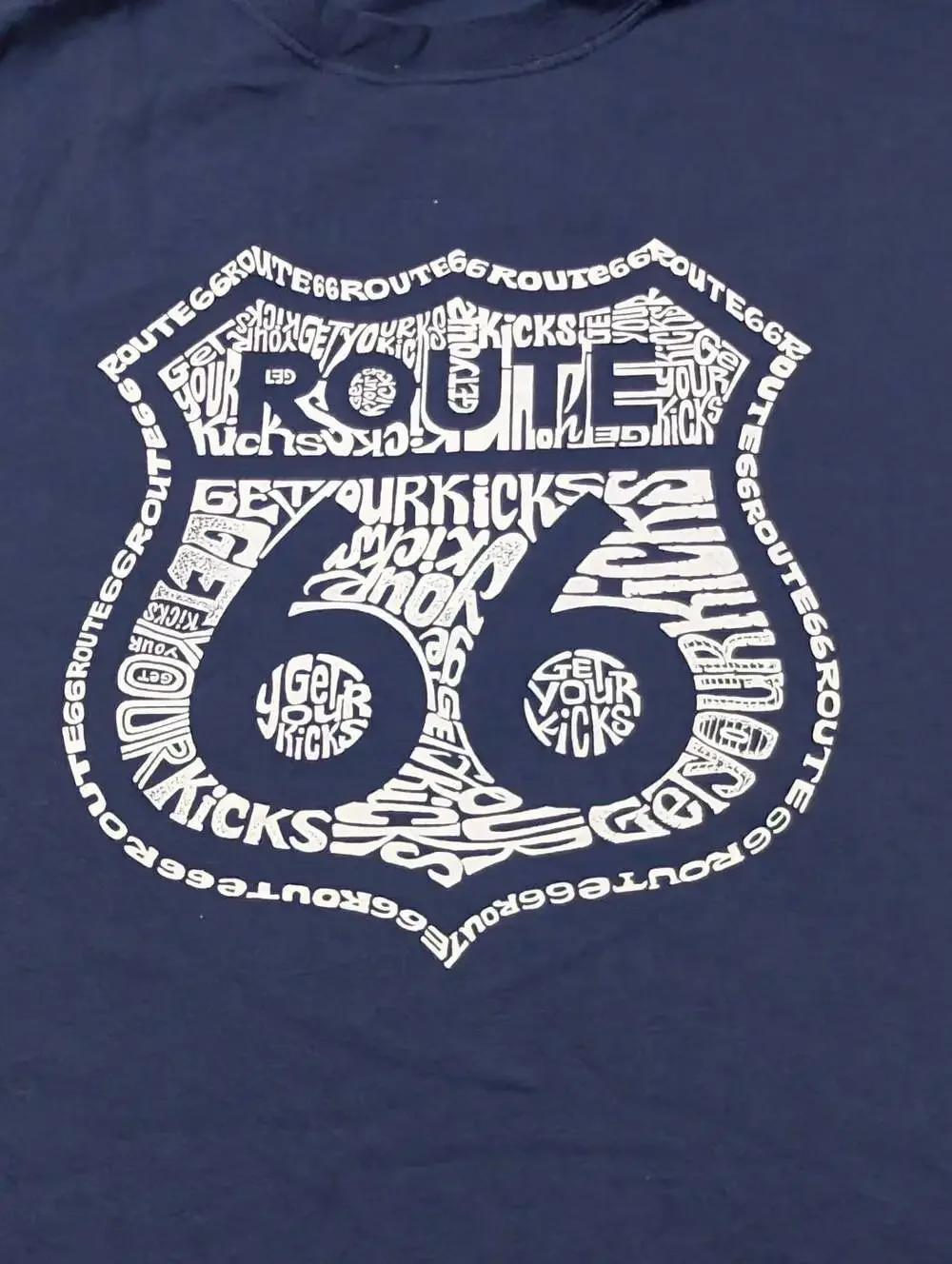 Port & Company Core Cotton Route 66 Get Your Kicks Word Art Navy T-Shirt Size 2X